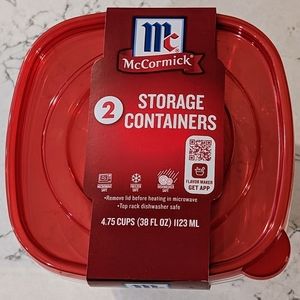 McCormick 2 Count Food Storage Containers 4.75 Cups 38 Fl Oz BRAND NEW